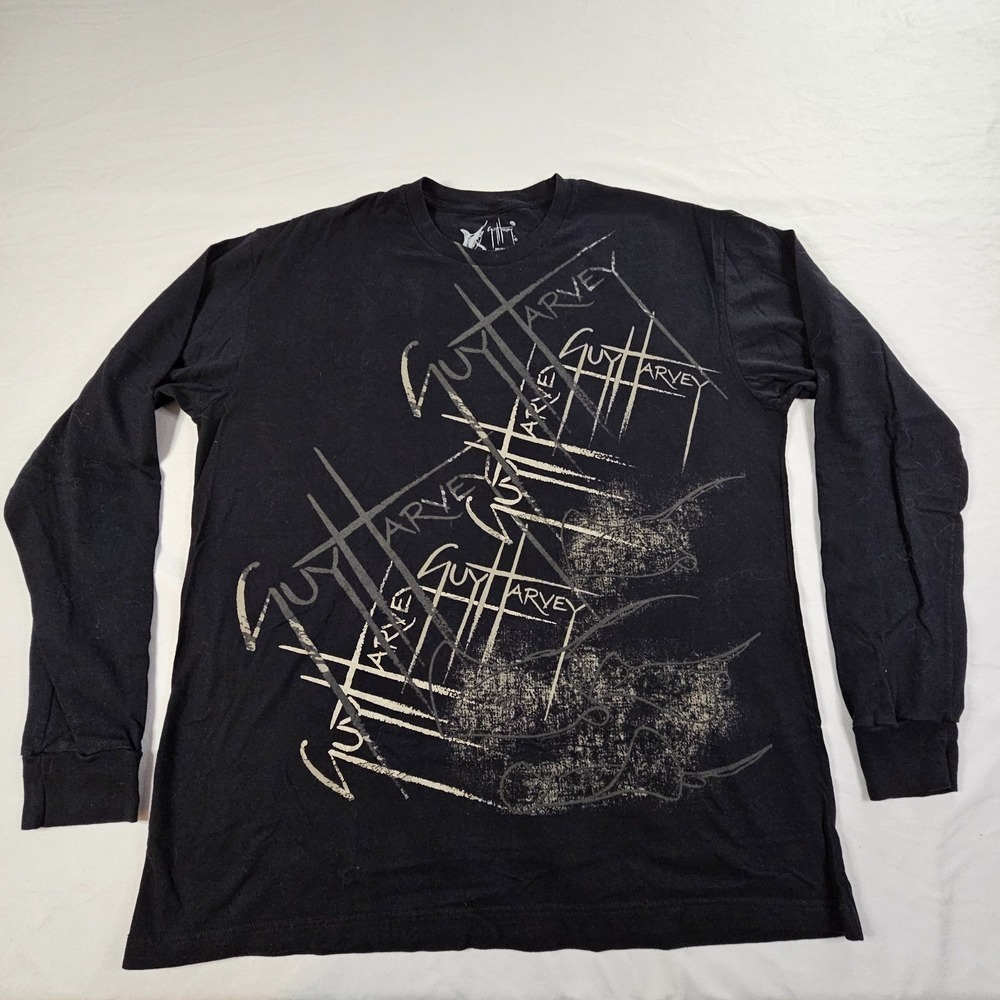 Guy Harvey Black Long Sleeve Cotton Blend T-Shirt Men's XL